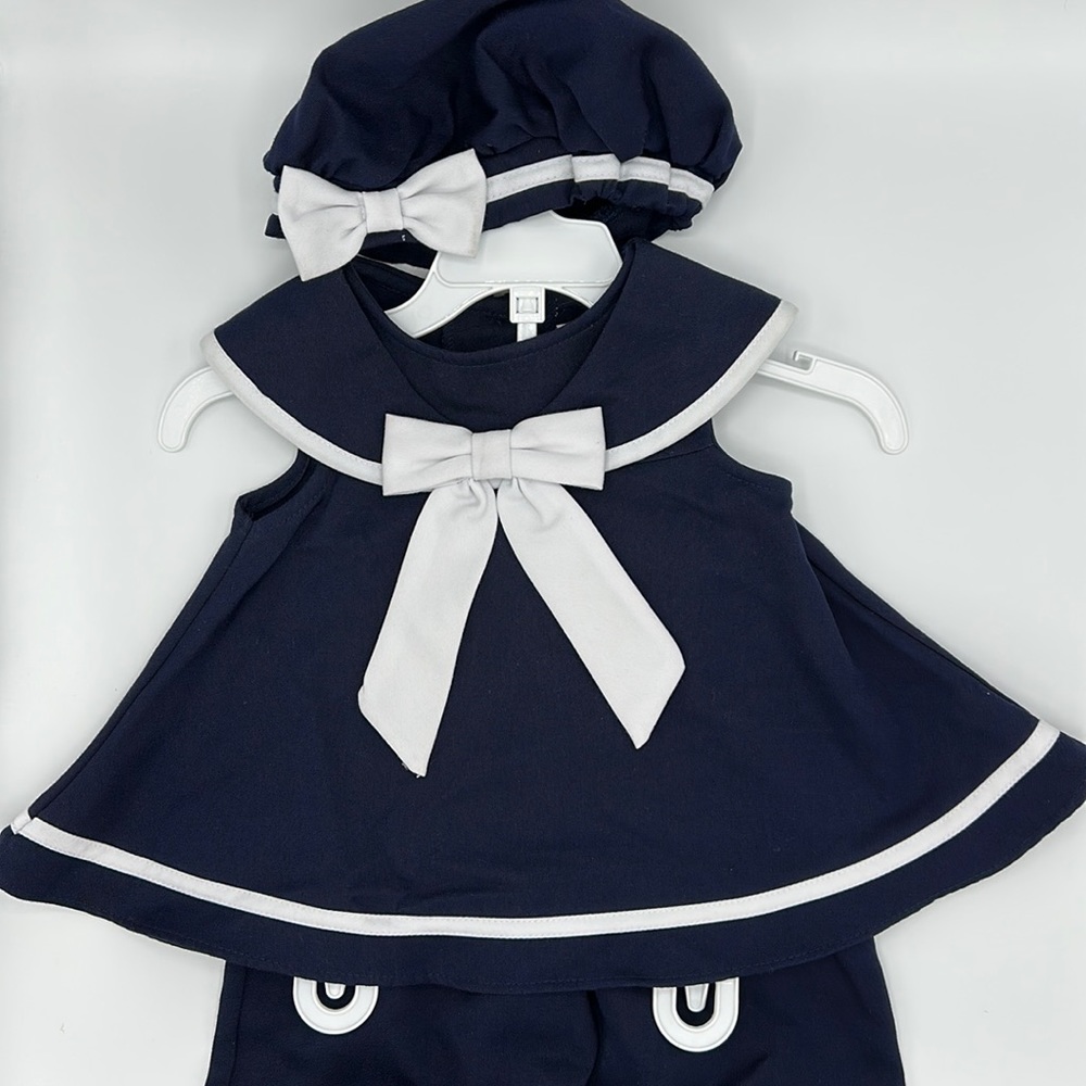 ADORABLE 12M girls sailor suit navy & white 1st birthday Easter beach pictures